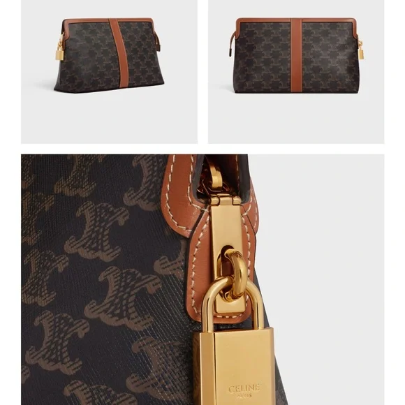 Celine Triomphe Canvas and Calfskin Toiletry Bag - Picture 2 of 15